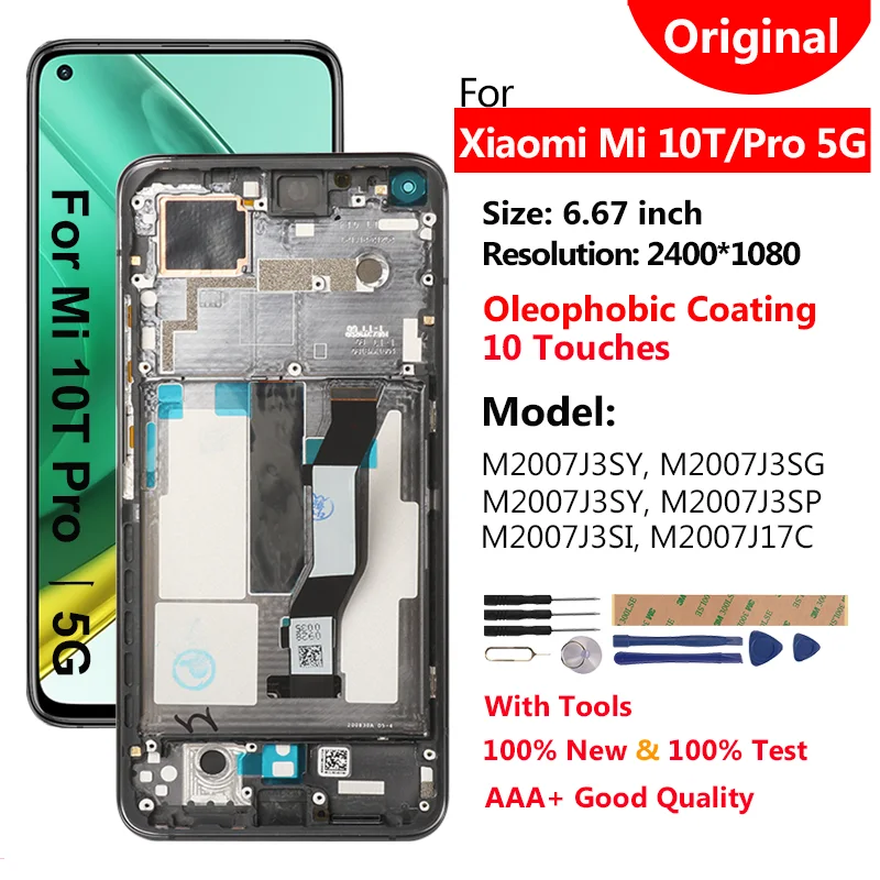 Xiaomi Mi 10T Pro Ekran Dokunmatik Orijinal Çıtasız Ürün (Çerçevesiz)